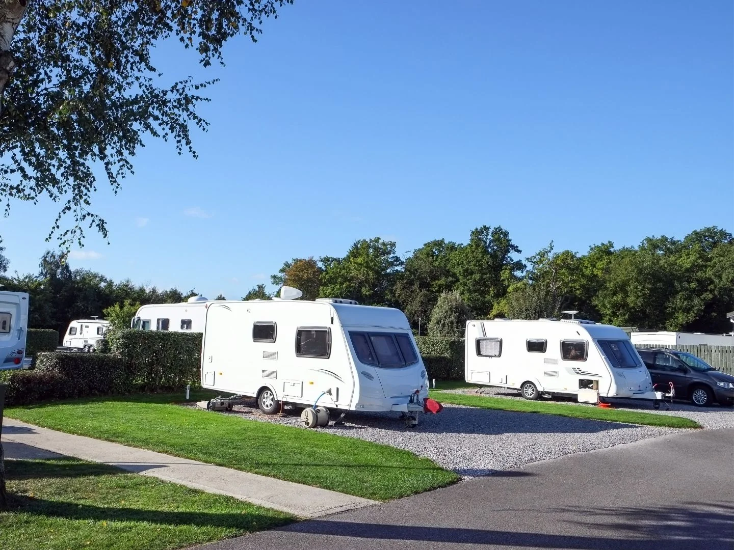 Caravans at a UK touring site